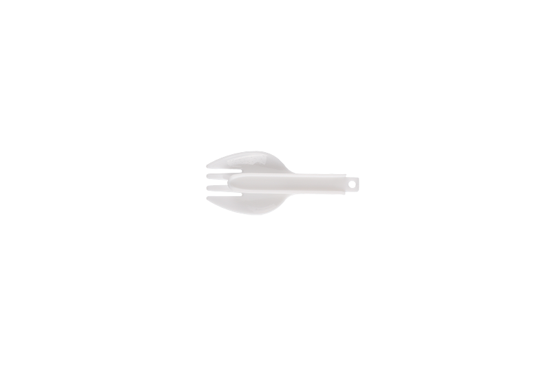 Einweg-Kunststoff, weiß, zum Mitnehmen, faltbar, Mini-Größe, runder Spork