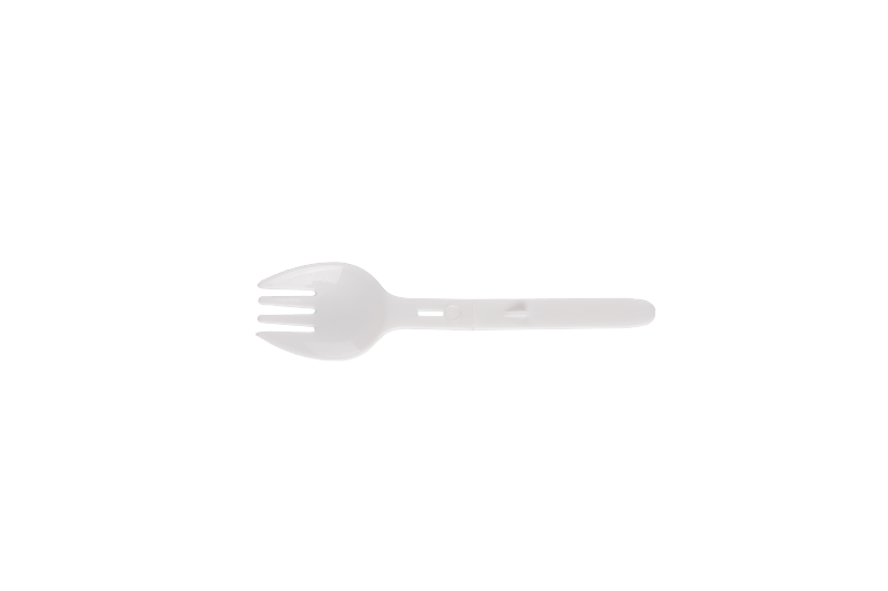 Einweg-Kunststoff, weiß, zum Mitnehmen, faltbar, Mini-Größe, runder Spork